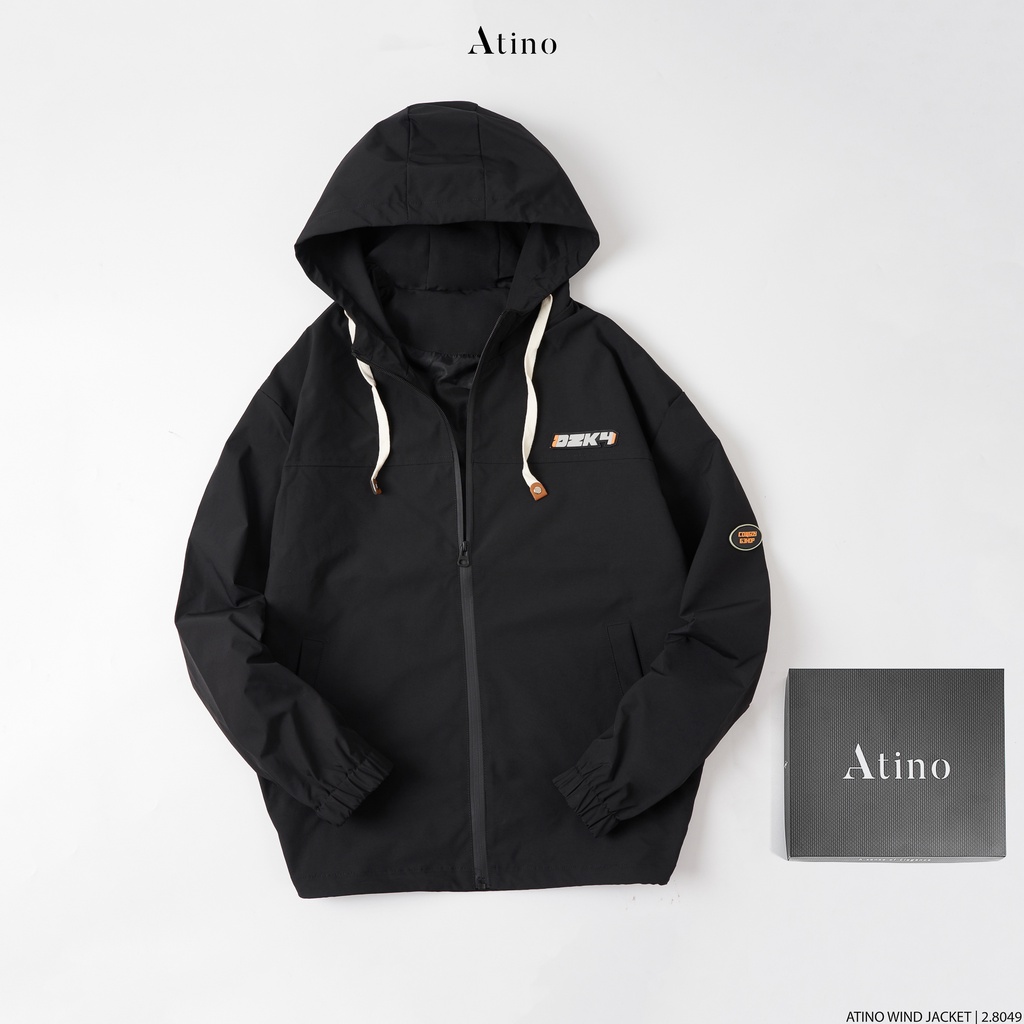 Áo khoác gió nam DZK4 ATINO trẻ trung vải gió logo tay áo AG2.8049