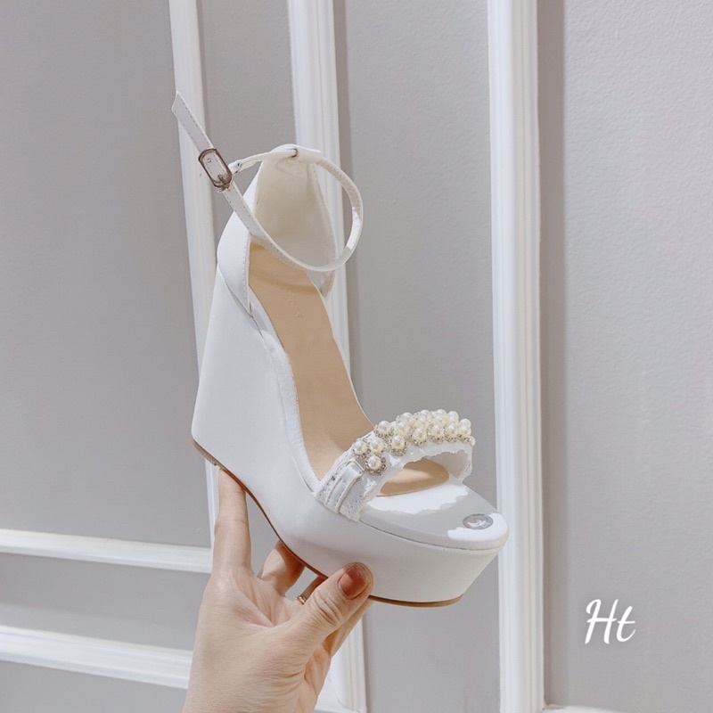 ❄️ Sandal xuồng cô dâu gắn hạt trai gót  9cm và 12cm