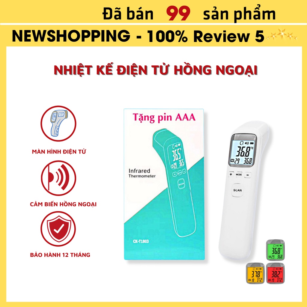 MÁY ĐO NHIỆT ĐỘ HỒNG NGOẠI CẢM ỨNG ĐO TRÁN CK-T1803, NHIỆT KẾ ĐIỆN TỬ SCAN ĐO THÂN NHIỆT