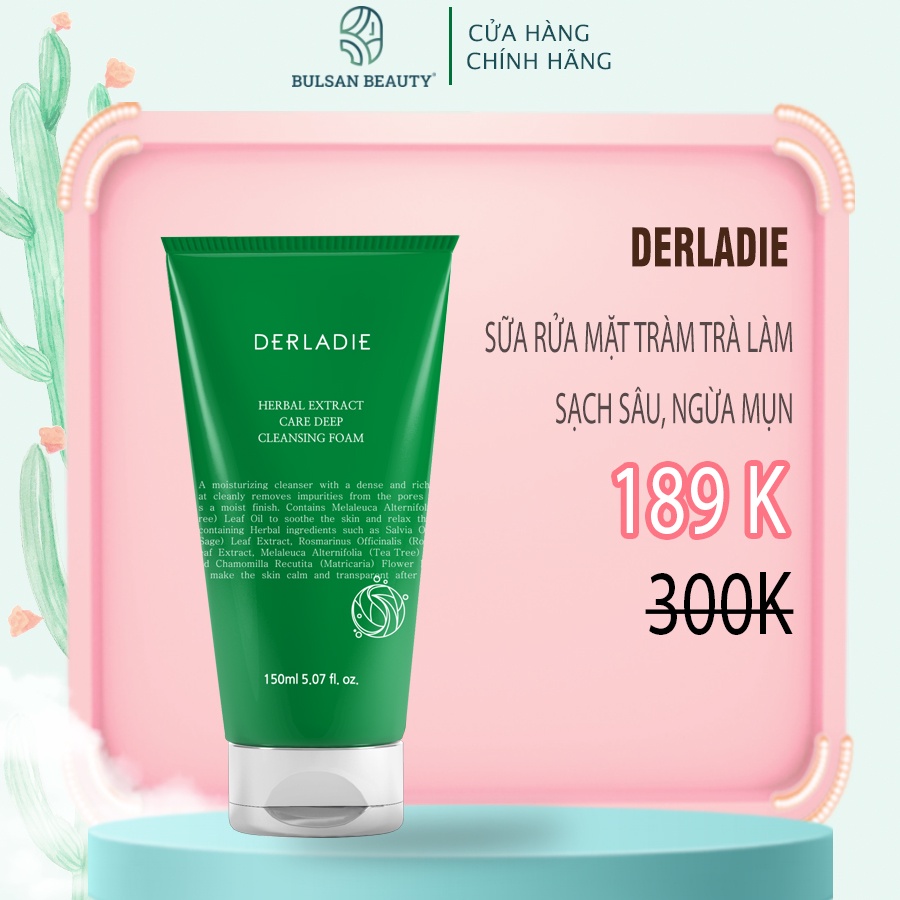 Sữa Rửa Mặt Derladie Herbal Extract Care Deep Cleansing Foam 150ml, SRM Derladie Witch Hazel 200ml