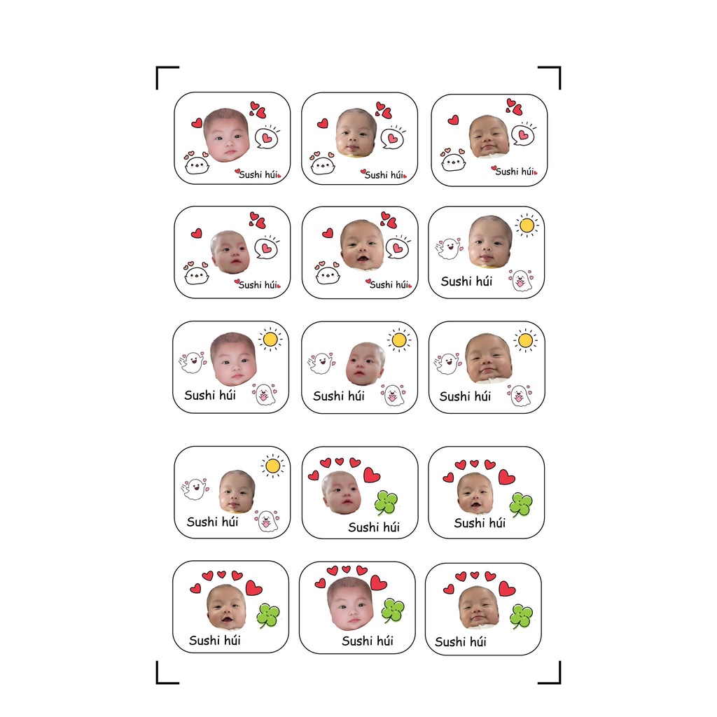 Sticker em bé bền đẹp chống nước mẫu Hàn Quốc đáng yêu