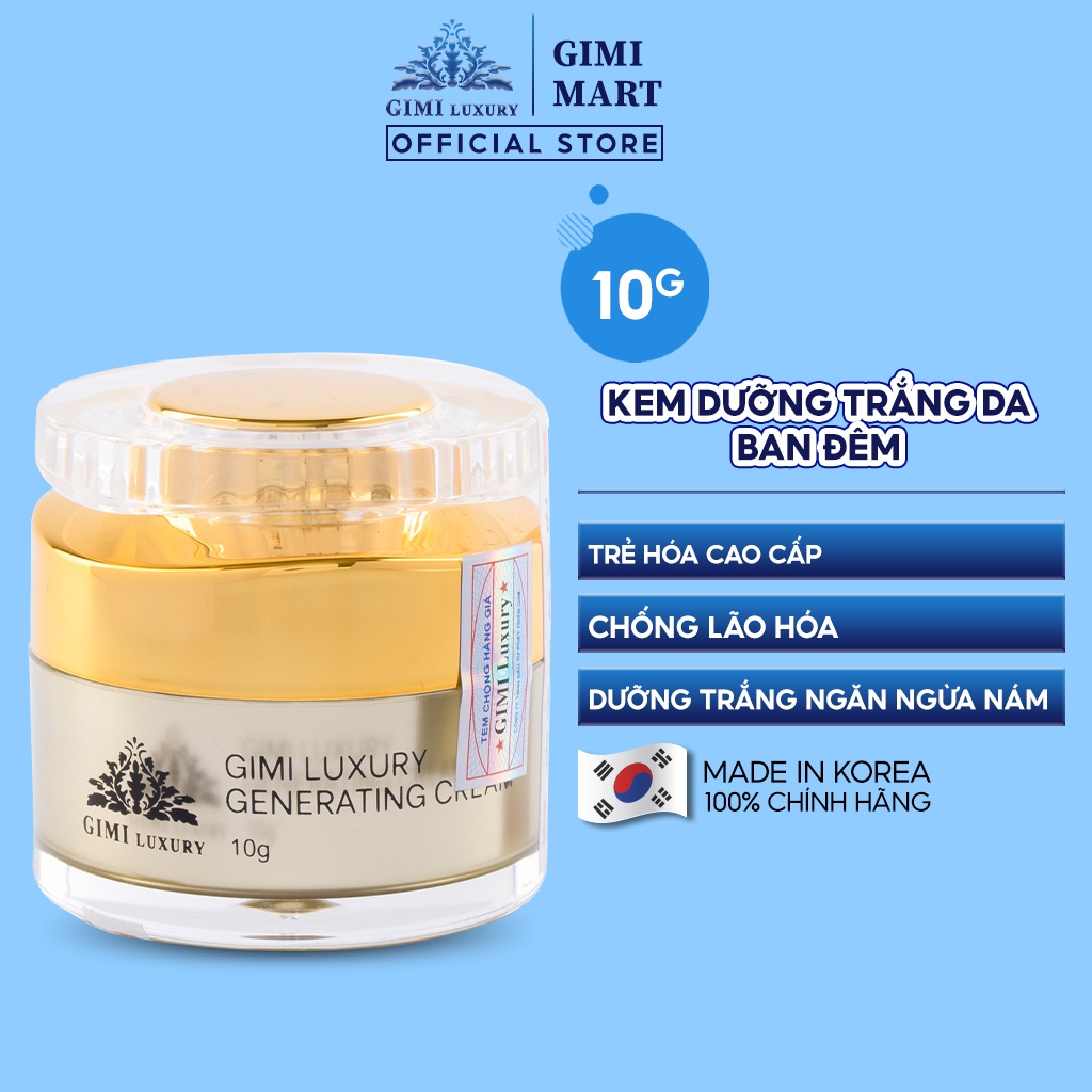 (MINISIZE) Kem dưỡng trắng GIMI LUXURY Generating Cream Hỗ Trợ Giảm Nám, Trẻ Hóa Làn Da Ban Đêm 10g