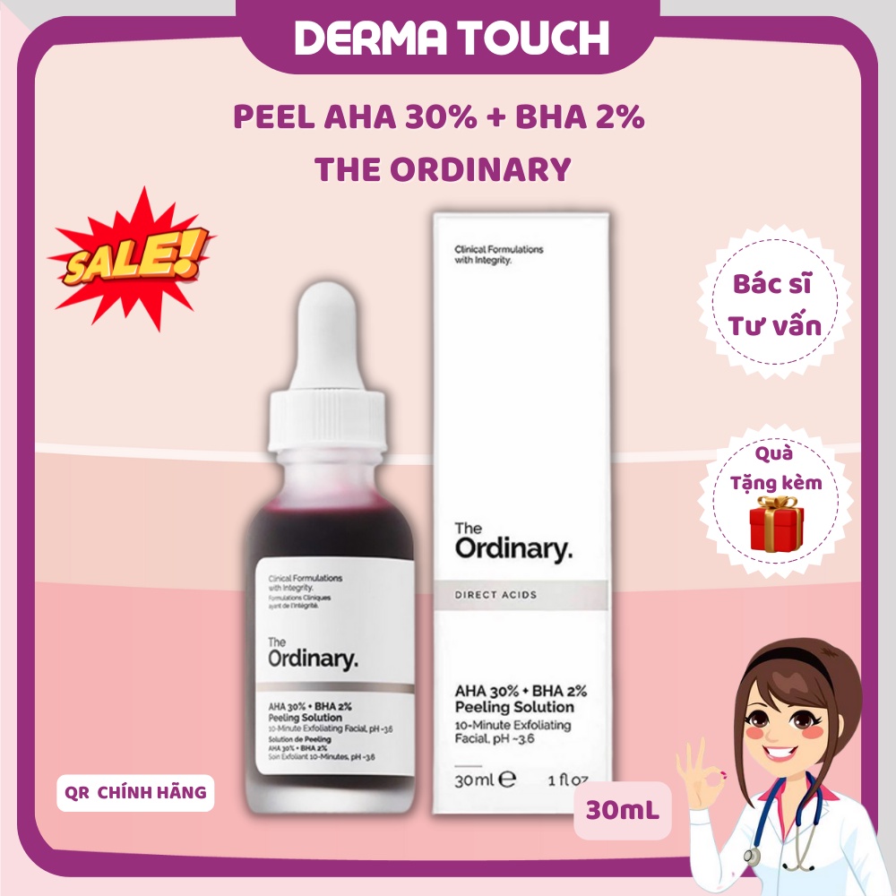 Serum tẩy tế bào chết sinh học The Ordinary AHA 30% + BHA 2% Peeling Serum (30mL)-Dược mỹ phẩm Derma Touch