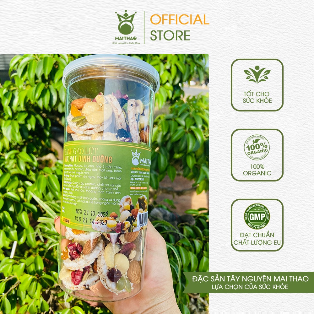 Bánh Macca Mix Hạt Đế Gạo Lứt , bánh mix hạt healthy bánh gạo lức ăn kiêng, thanh hạt gạo lứt ăn sáng