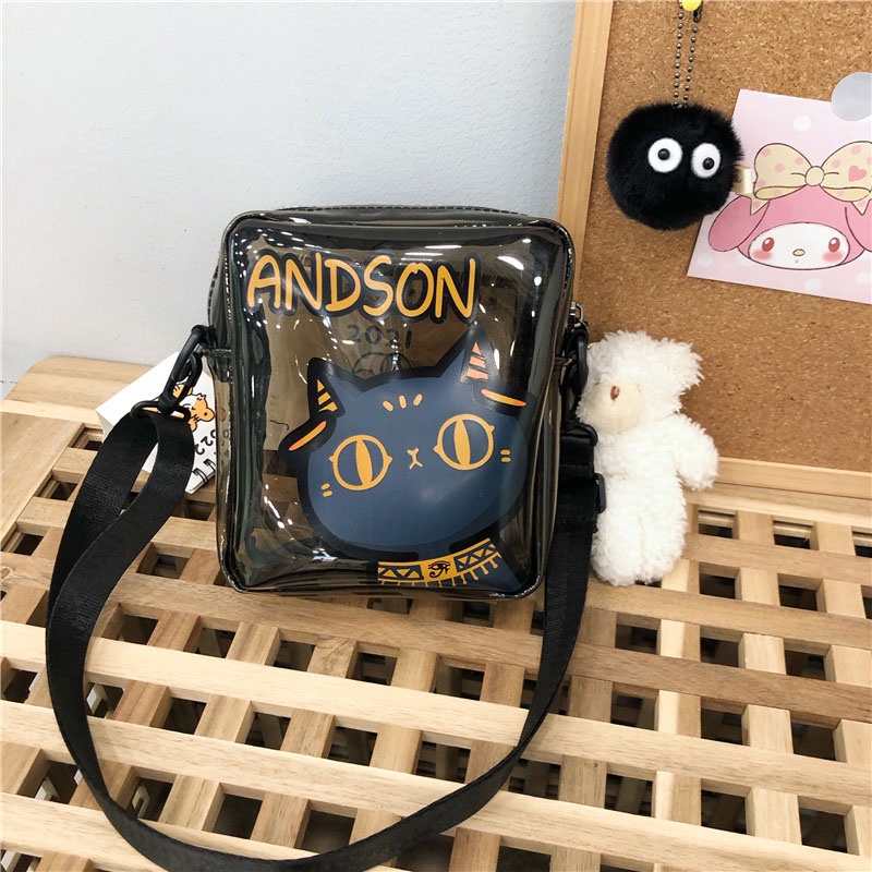 Túi Đeo Chéo Trong Suốt Hình Mèo Đáng Yêu Cho Nữ