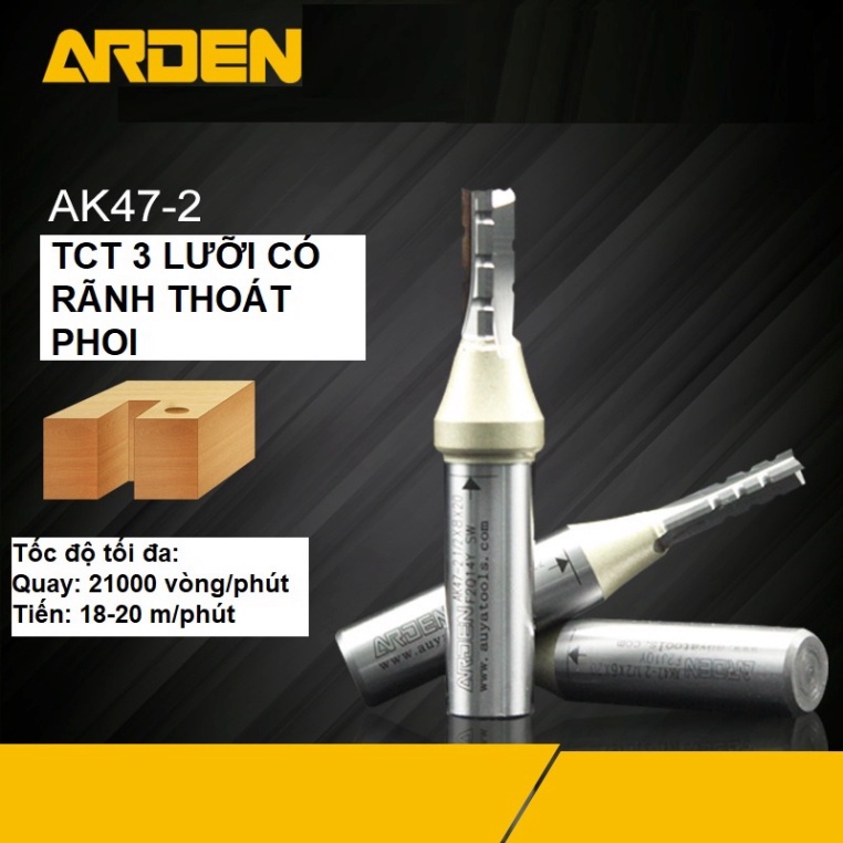 ARDEN AK47-2 - Mũi dao CNC 6.0-8.0mm cắt phá 3 lưỡi thẳng TCT