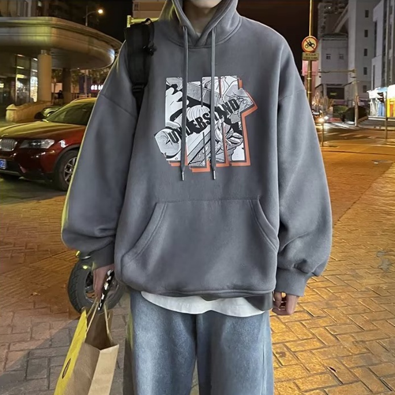 Áo Hoodie Form Rộng In Họa Tiết Hoạt Hình Phong Cách Hiphop Đường Phố