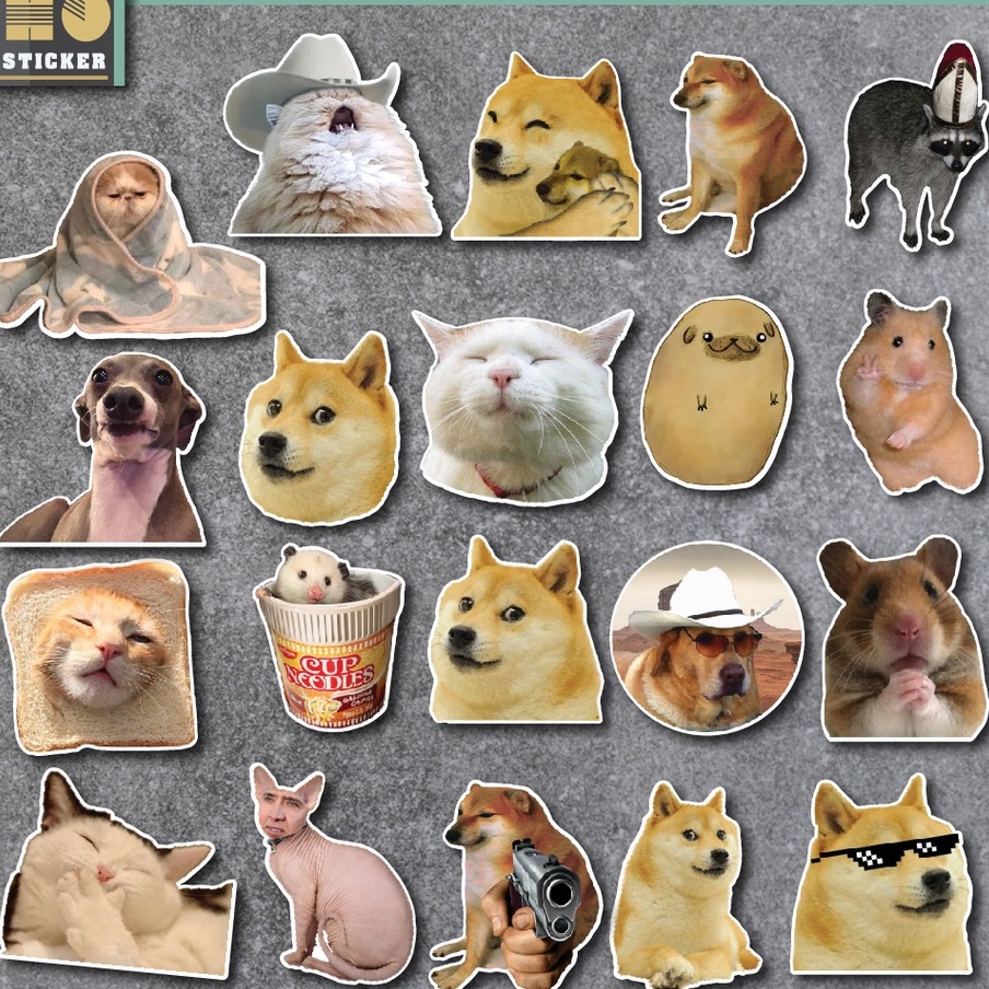 Combo 50 Sticker Meme chống nước sticker dán laptop, điện thoại, đàn guitar, mũ bảo hiểm, vali.