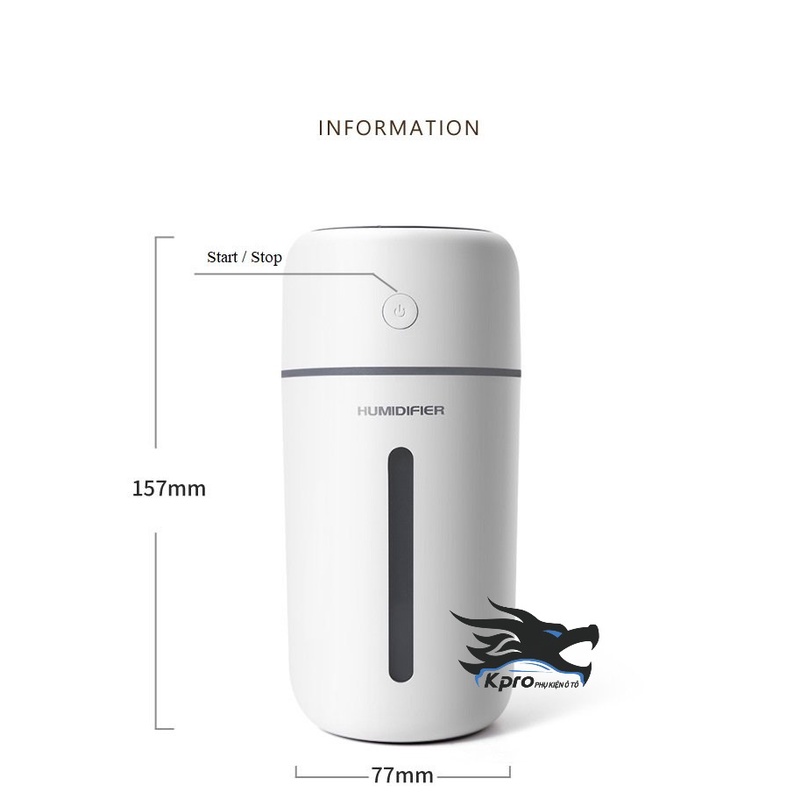 Máy tạo độ ẩm, máy xông tinh dầu, máy phun tinh dầu sử dụng pin sạc cho ô tô - Hàng Kpro chất lượng cao