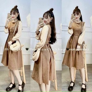 Đầm Von Dáng Suông Cổ Tròn Bèo Hai Tay Dài Màu Sang Trọng TTSD1877