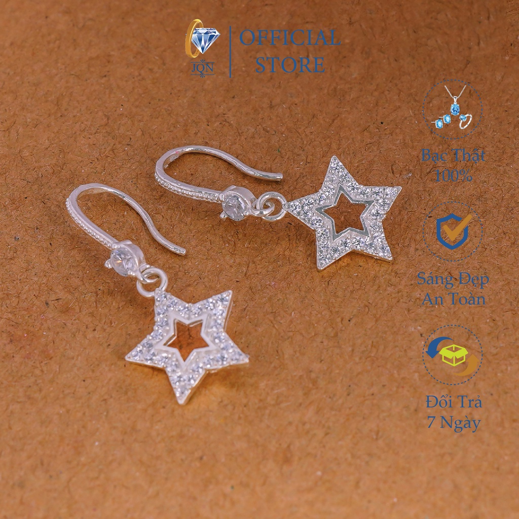 Bông tai bạc đẹp mẫu ngôi sao đính đá nhỏ xinh xắn ms10/ Trang sức bạc JQN