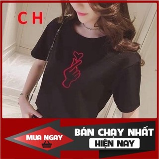 Áo đôi áo cặp in tay bắn tim ý nghĩa vải đẹp hình in sắc nét cute