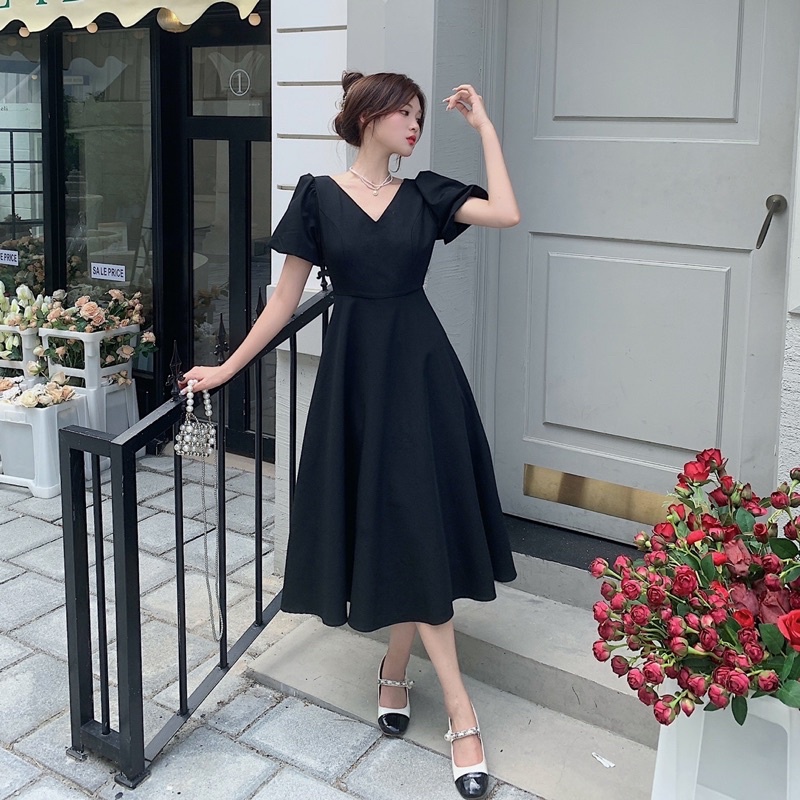 Đầm maxi cổ V Big size dành cho khách ngoại cỡ có túi từ 60-90 ký