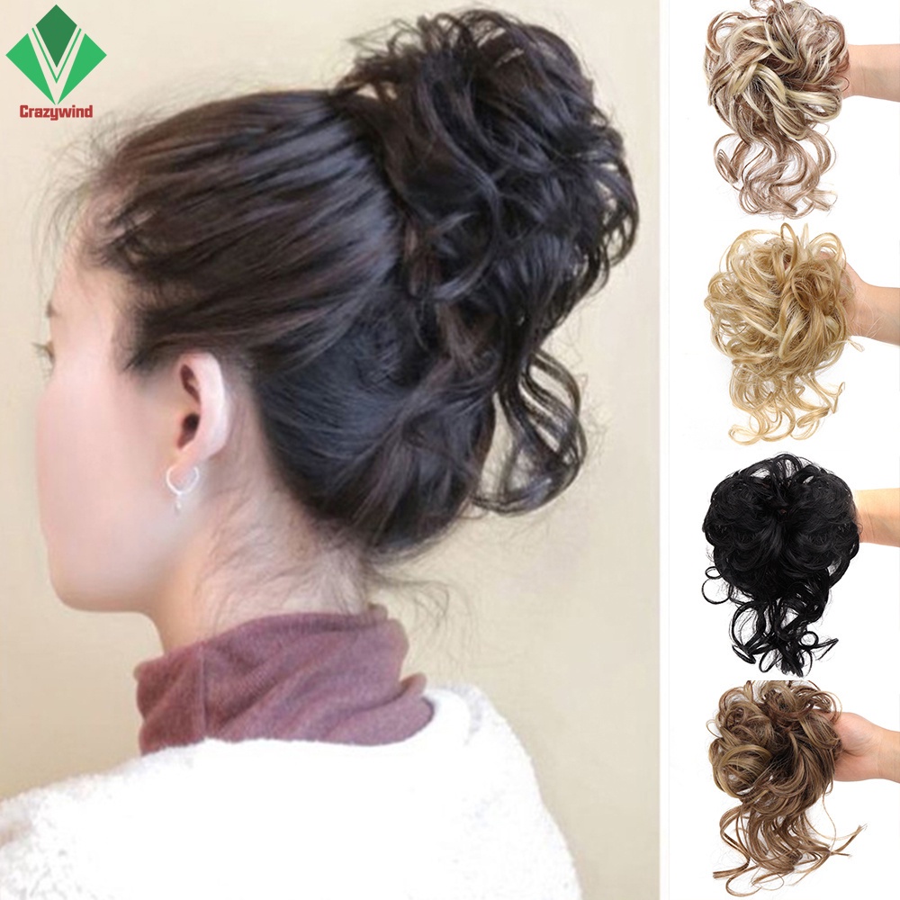 Búi Tóc Giả Có Kẹp Thời Trang Cho Nữ /Bộ Tóc Giả Dài Uốn Xoăn Nhuộm Màu Tự Nhiên Cho Nữ