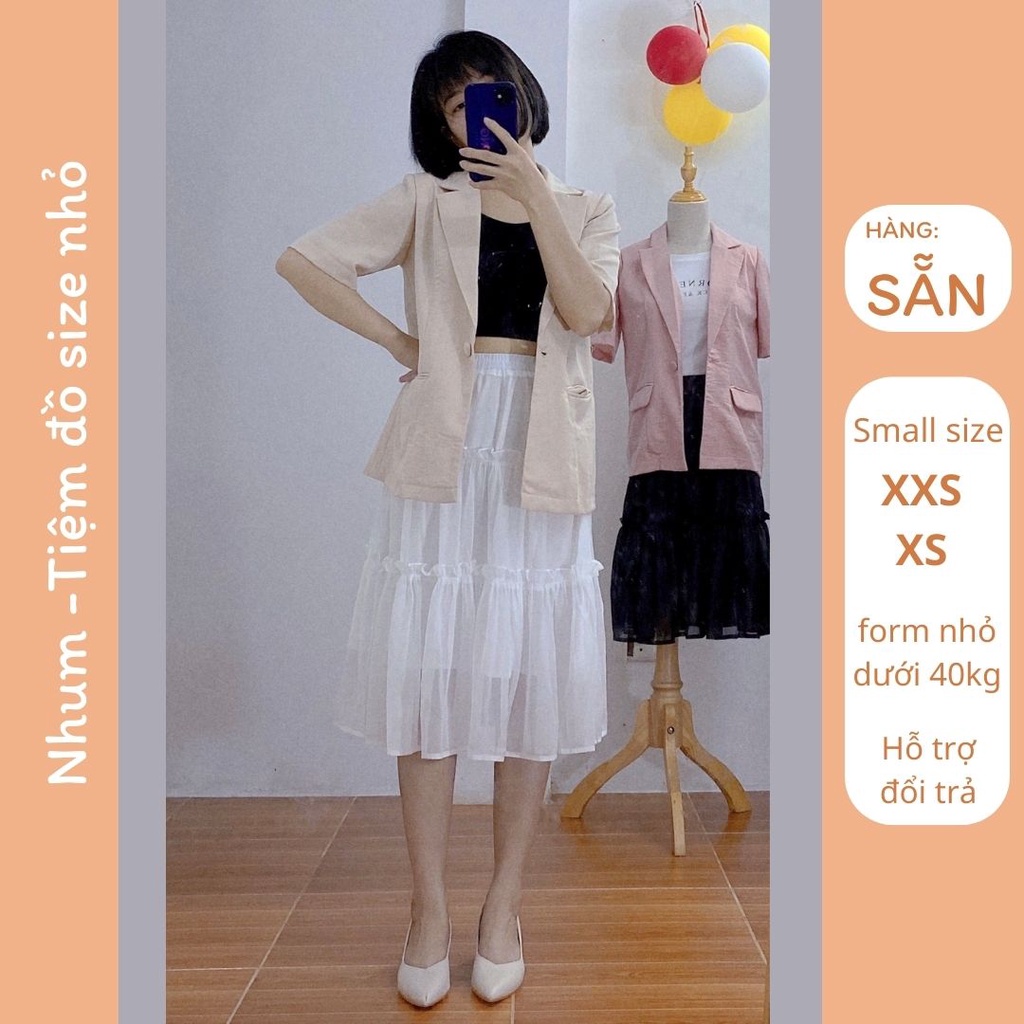 Chân váy size nhỏ cho nấm, eo từ 56cm, 30kg-40kg, 2 màu đen trắng. ảnh shop chụp