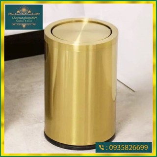 (Có sẵn )Thùng rác inox vàng cao cấp