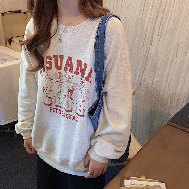 NRVP Áo Thun Nữ Dài Tay Dáng Rộng Màu Trơn Phong Cách Hàn Quốc Mới