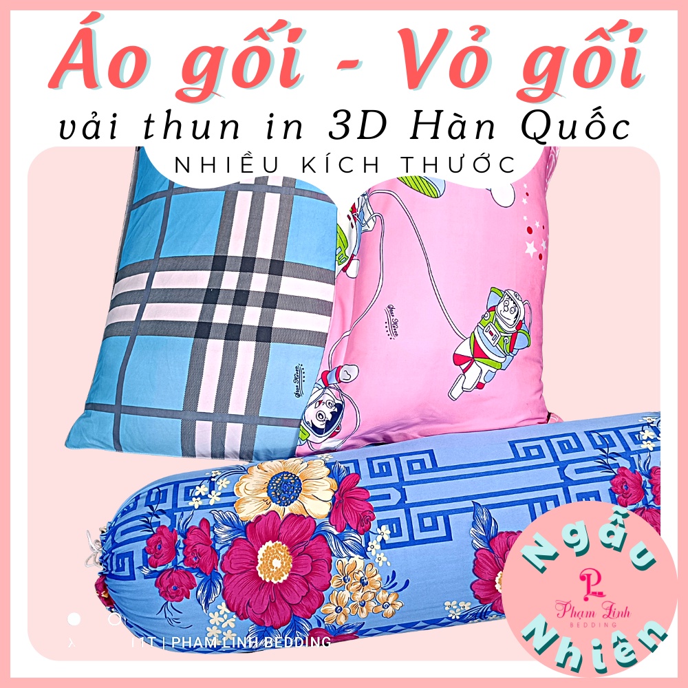Áo gối vải thun 3D Hàn Quốc co dãn sợi Polyester nhiều size vỏ gối bảo vệ ruột gối nằm gối ôm không dây kéo