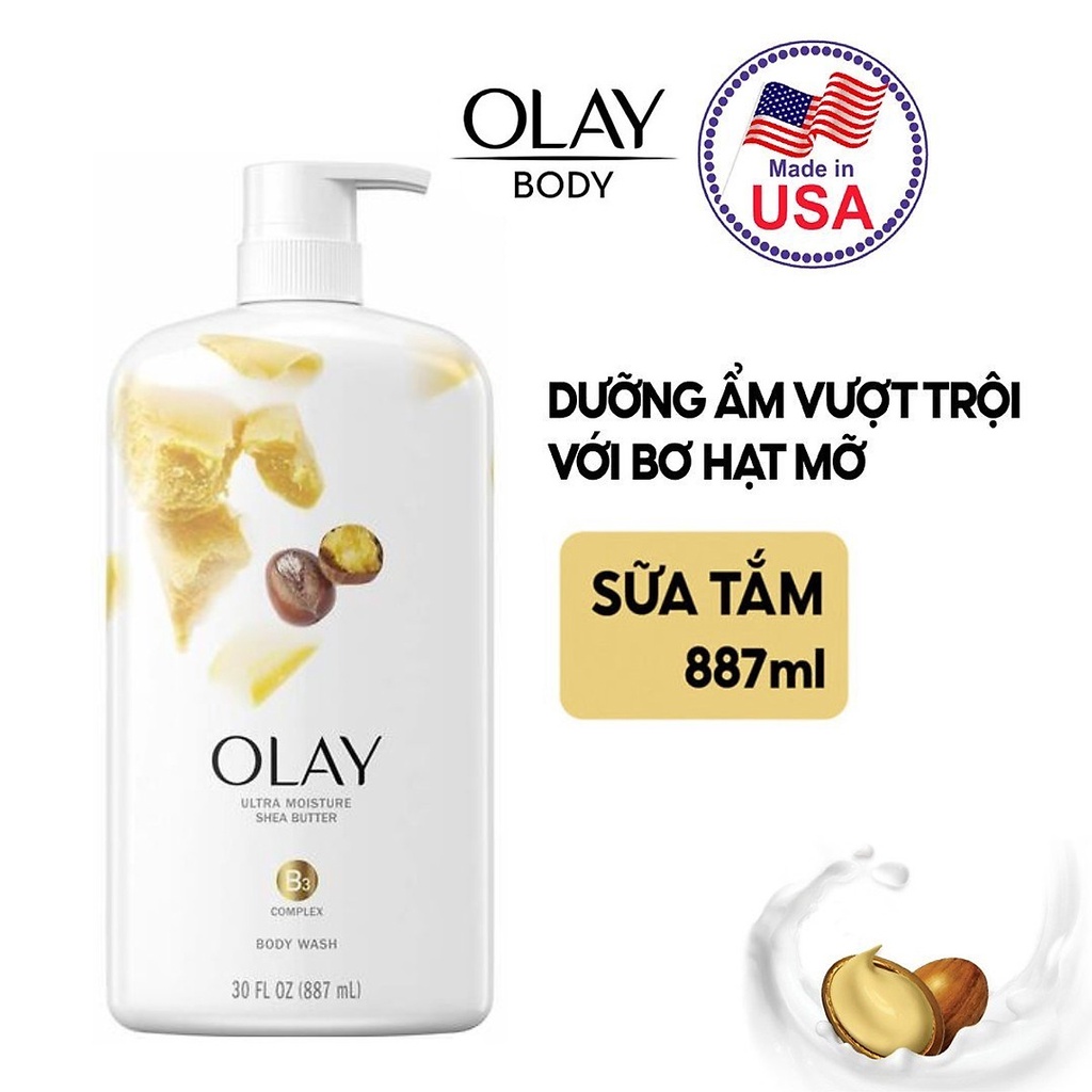 Sữa tắm dưỡng ẩm Olay hương bơ hạt mỡ 887ml