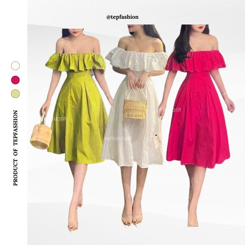 Đầm Trễ Vai Chiết Ly Eo Có Cup Ngực Tep Fashion - D003