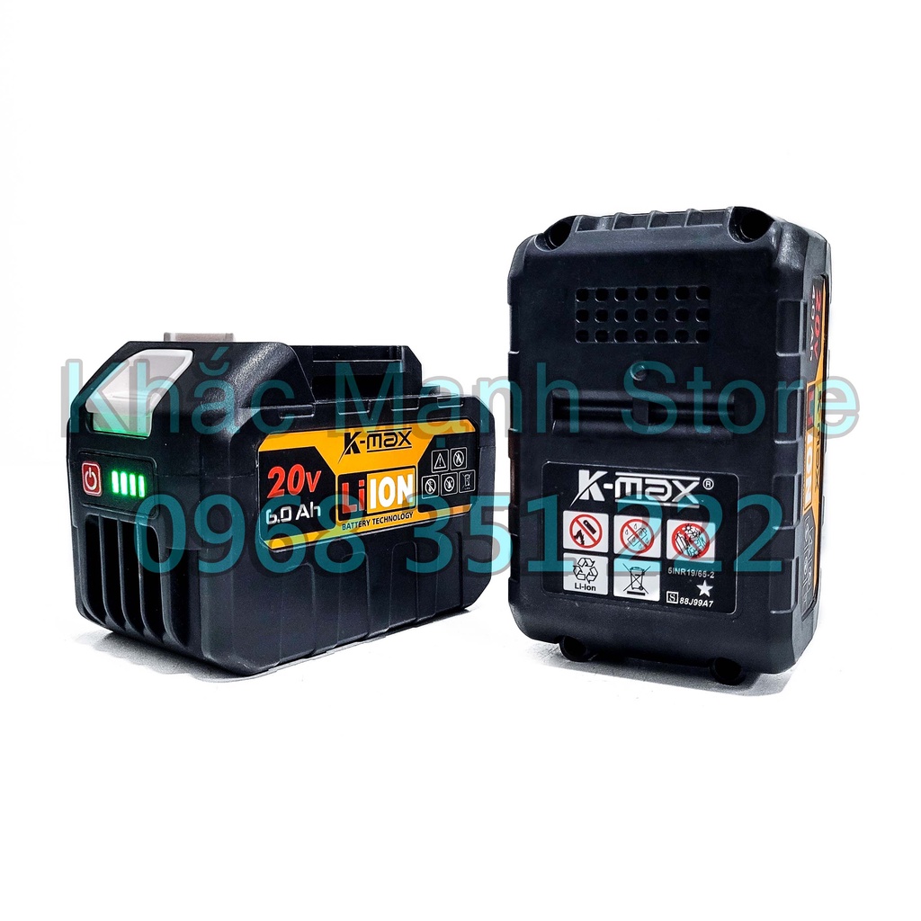 Pin K-Max 15 Cell 21V dung lượng cao chân pin phổ thông có đèn led báo pin