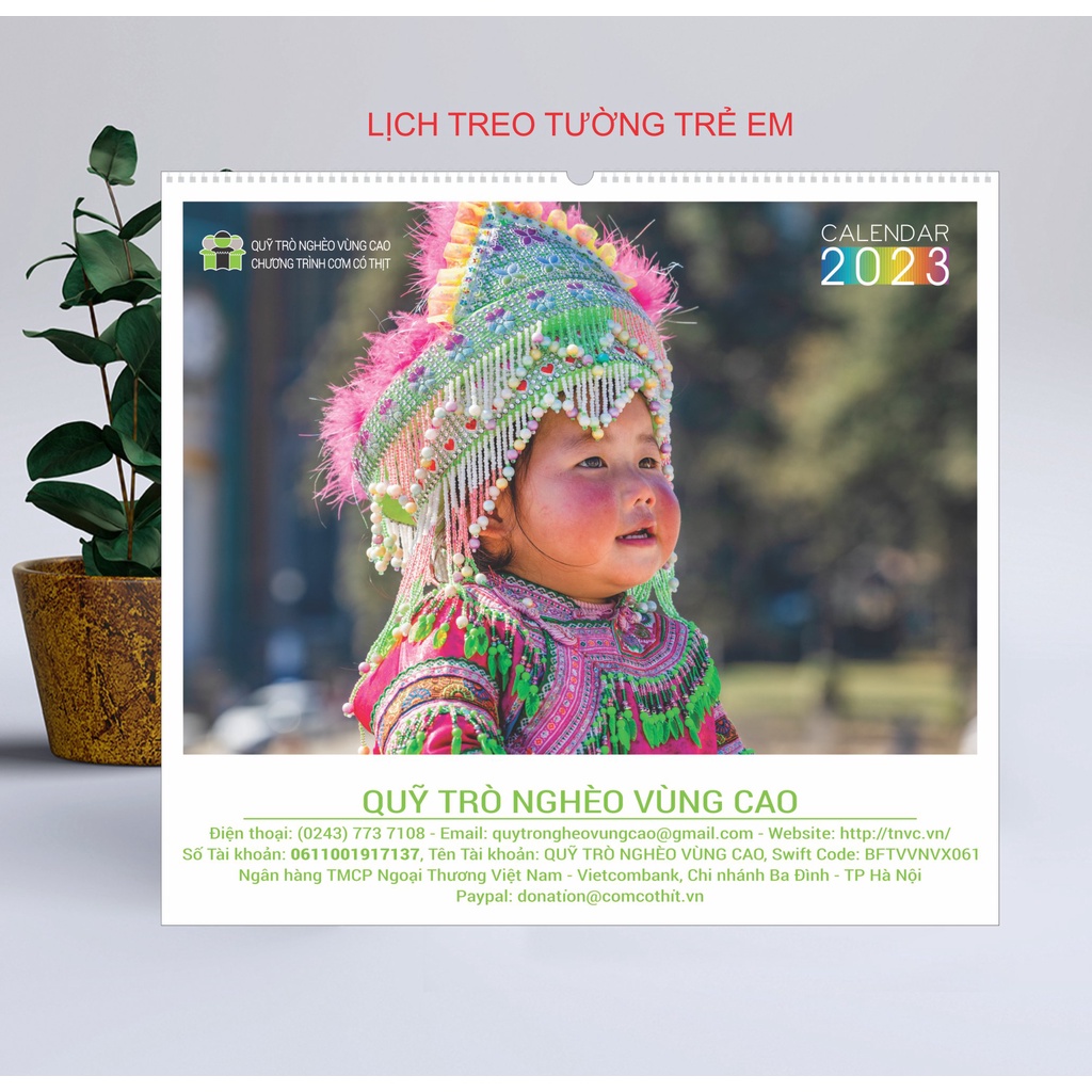 LỊCH TƯỜNG Trẻ em vùng cao 2023 Cơm Có Thịt