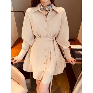 Đầm sơ mi thun eo 2 màu (kèm hình thật)