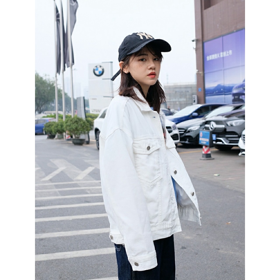Áo khoác kaki trắng kem form rộng unisex Showbiz cực đẹp size 40-72kg Mata sport