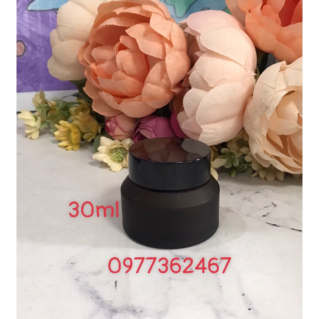 Vỏ lọ thuỷ tinh, hũ thuỷ tinh đựng kem, cao sẹo nắp nhựa HŨ ZD PHUN MỜ NÂU 30ml