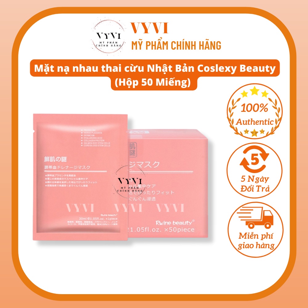 Mặt nạ nhau thai cừu cuống rốn tế bào gốc Nhật Bản VYVI Comestics dưỡng da, cung cấp độ ẩm, tái tạo collagen Hộp 50 cái