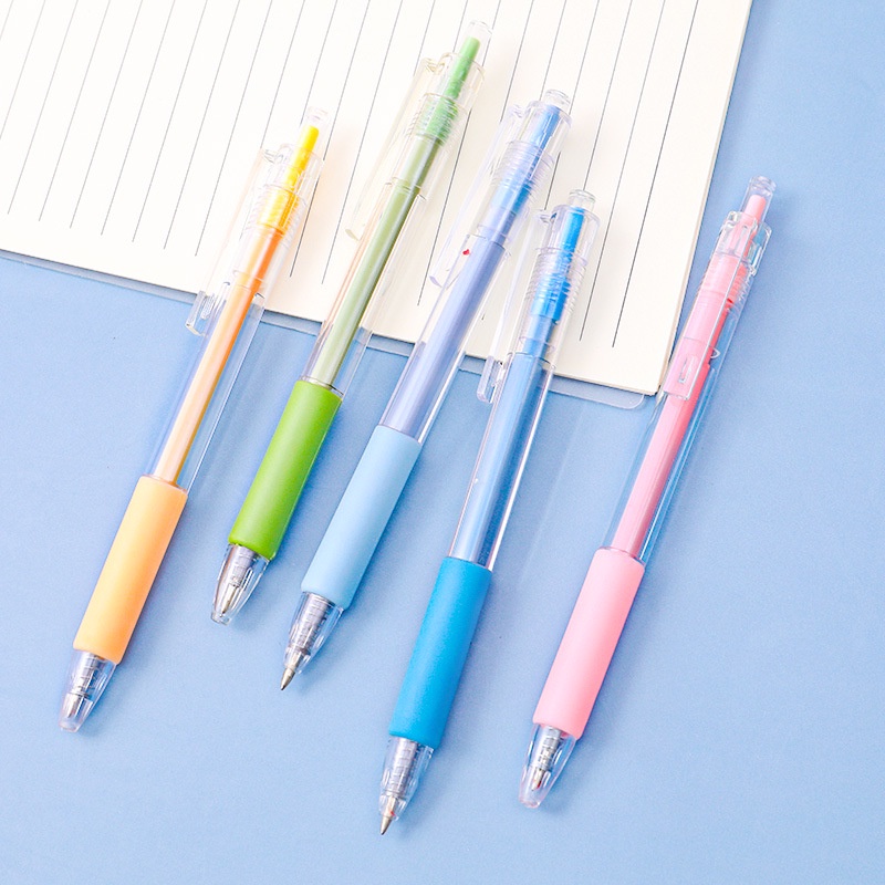 Bút Bi Bấm Trong Suốt mực gel siêu sang MACRON Ngòi 0.5mm Mực đen