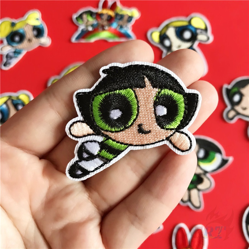 ♚ Miếng Dán Ủi Họa Tiết Hoạt Hình Powerpuff Girls ♚ 1 Sticker Ủi Thêu Hình Huy Hiệu