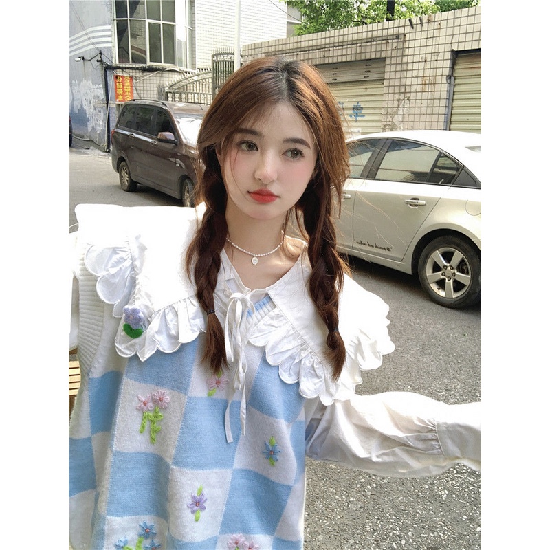 Áo ghi lê nữ Áo Sweater Dệt Kim Màu Sắc Tương Phản Phong Cách Hàn Quốc Thời Trang Thu Đông Cho Nữ