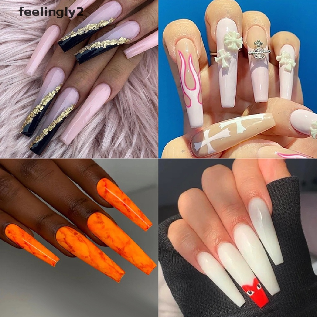 Bộ 500 Móng Tay Giả Dài Bằng Acrylic Che Phủ Toàn Diện Dùng Múa Ba Lê