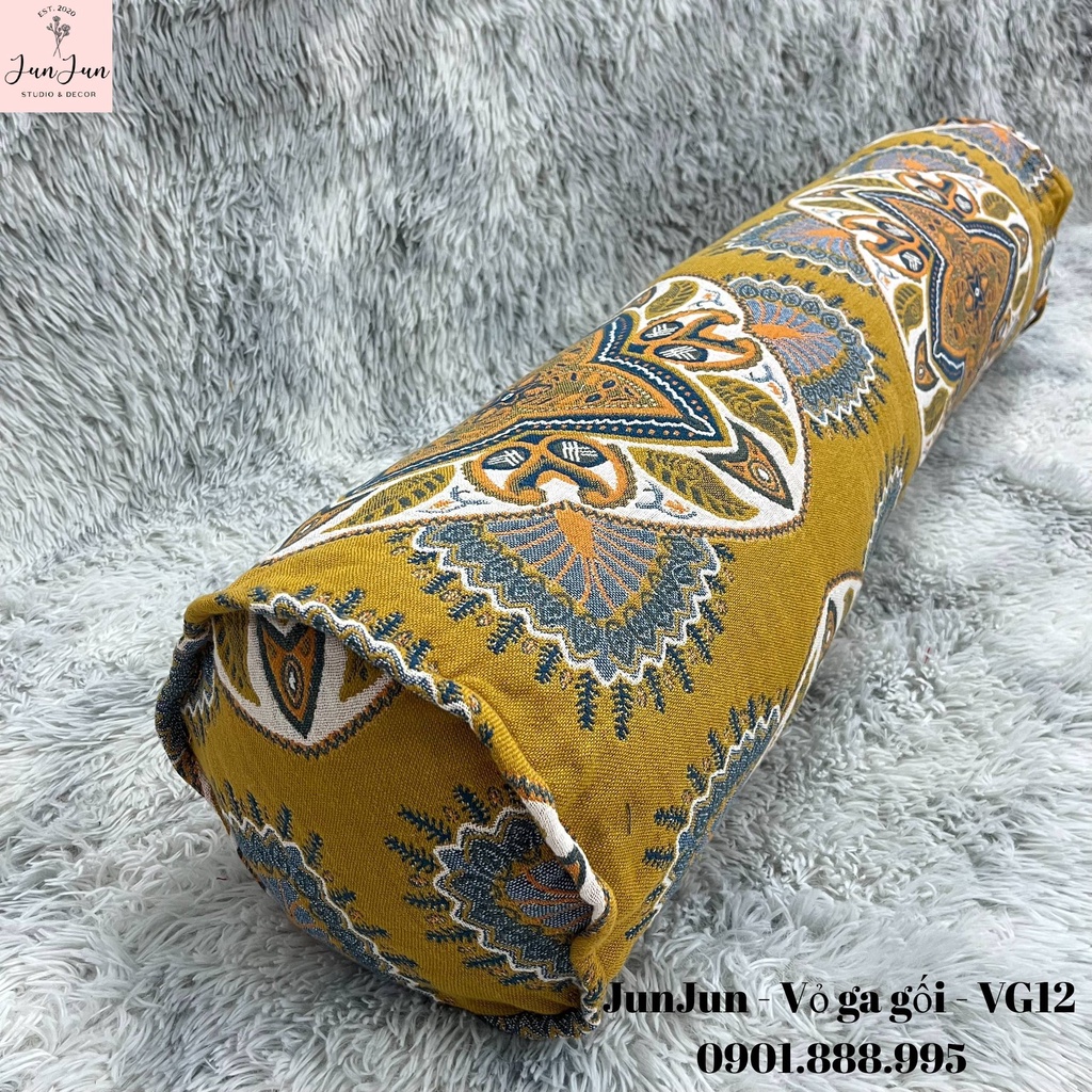 [SALES SỐC]V12_Vỏ gối ôm vải Xô Cotton Organic cao cấp có khoá kéo