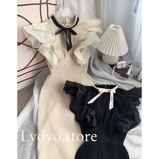 Đầm cổ nơ tay bèo thiết kế dáng dài