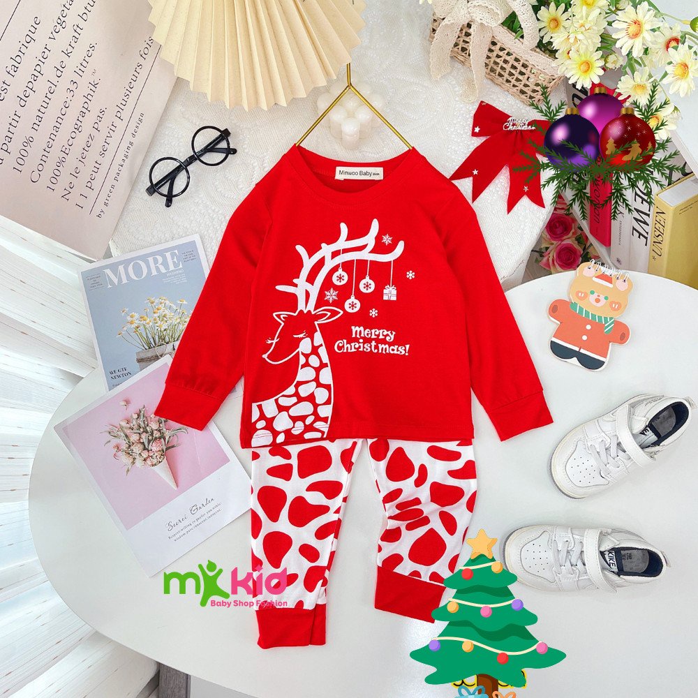 Bộ NOEL Cho Bé 💖 Bộ Giáng Sinh Dài Tay Minky Mom Cho Bé Trai Bé Gái Với Các Họa tiết Siêu Dễ Thương