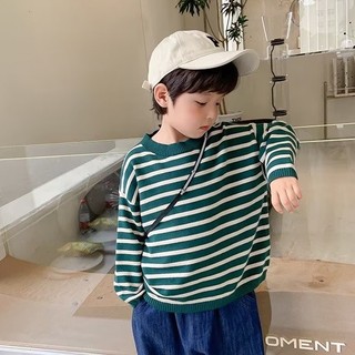 Áo Sweater Cổ Tròn Họa Tiết Kẻ Sọc Thời Trang Thu Đông Phong Cách Hàn Quốc Mới Cho Bé 3-15 Tuổi