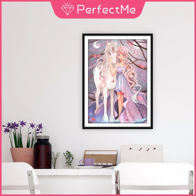 Tranh ĐíNh Đá 5D HìNh NgựA Unicorn 30x40cm Trang Trí PhòNg