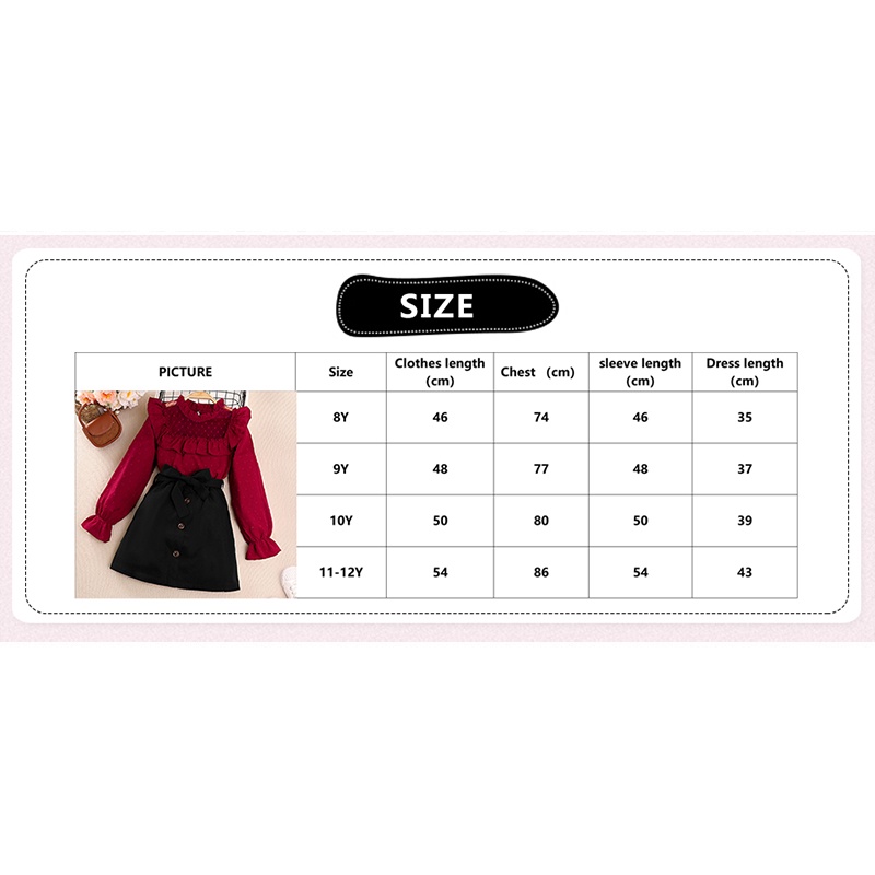 Set áo + chân váy SIYYIS áo chấm bi đỏ thời trang cho bé gái 8-12 tuổi