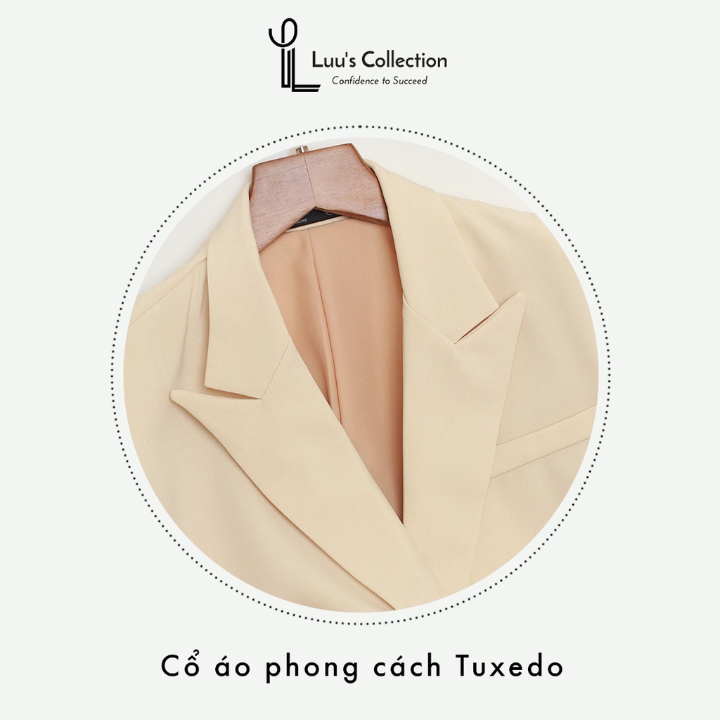 Áo Khoác Blazer Một Khuy Màu Kem Chất Vải Linen Luu's Collection