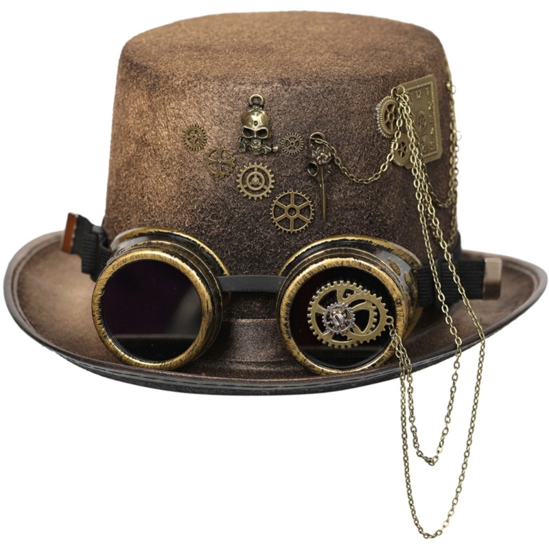 Nón Vành Hóa Trang Halloween Phong Cách Steampunk Vintage Cho Nam