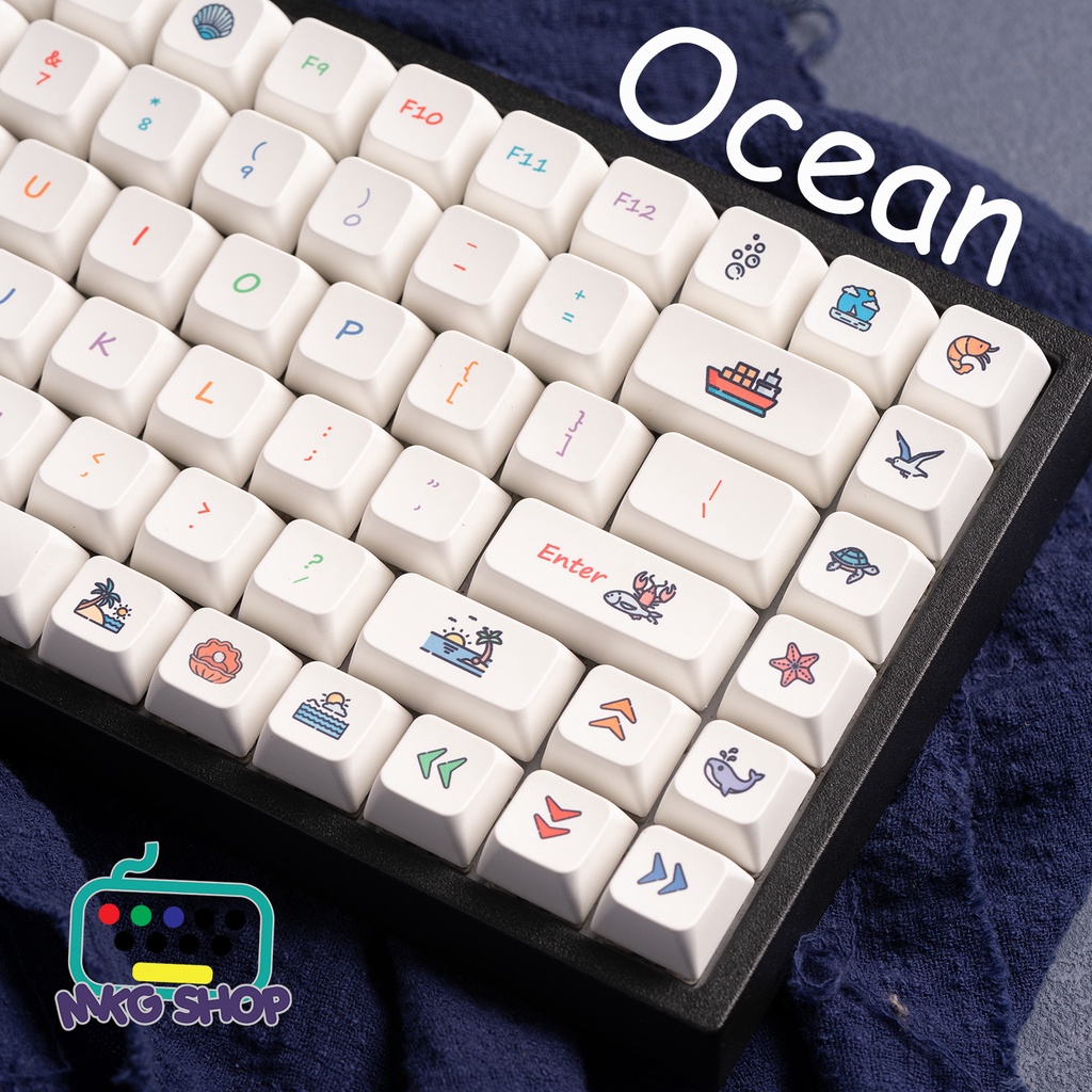 Ocean đại dương, nhựa PBT dày 1.5mm, in nhiệt, 132 nút bàn phím cơ, MDA profile
