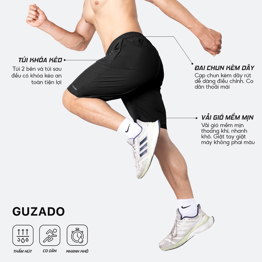 Quần đùi thể thao nam Sporty Shorts GUZADO co giãn thoải mái vận động ngày dài năng động form Regular Fit SR22001 | BigBuy360 - bigbuy360.vn