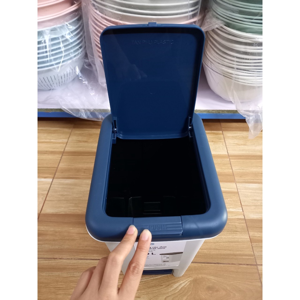 Thùng Rác Đạp Chữ Nhật Có Lõi Bên Trong 10L INOCHI Đựng Rác Văn Phòng, Khách Sạn, Gia Đình