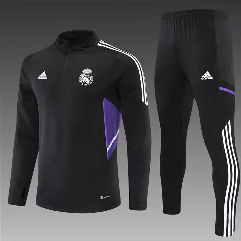 Set Áo Khoác Và Quần Dài Câu Lạc Bộ Real Madrid 22-23 Màu Đen