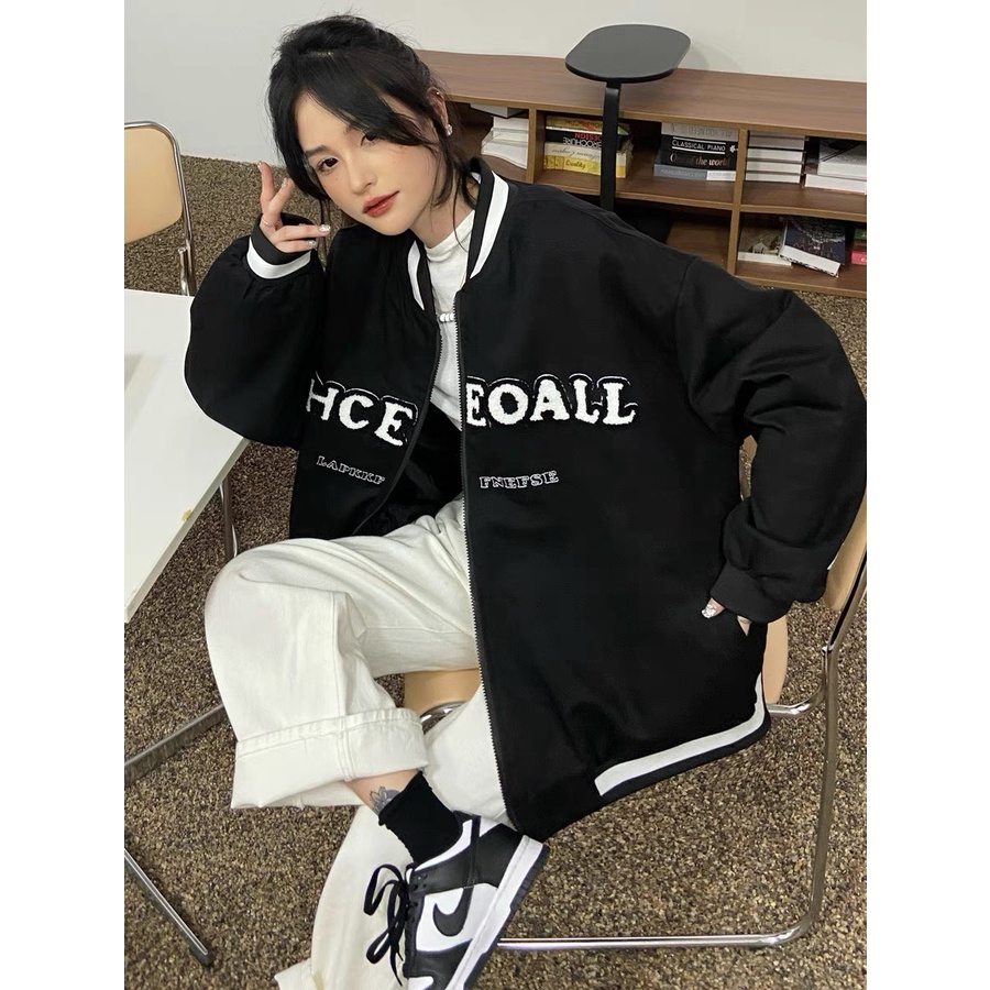 Áo khoác bóng chày dáng chữ UHCE EOALL phong cách UlzzangStyle mã 2813