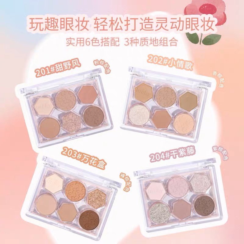 Bảng Phấn Mắt GOGO TALES 6 Màu Lấp Lánh Chống Thấm Nước