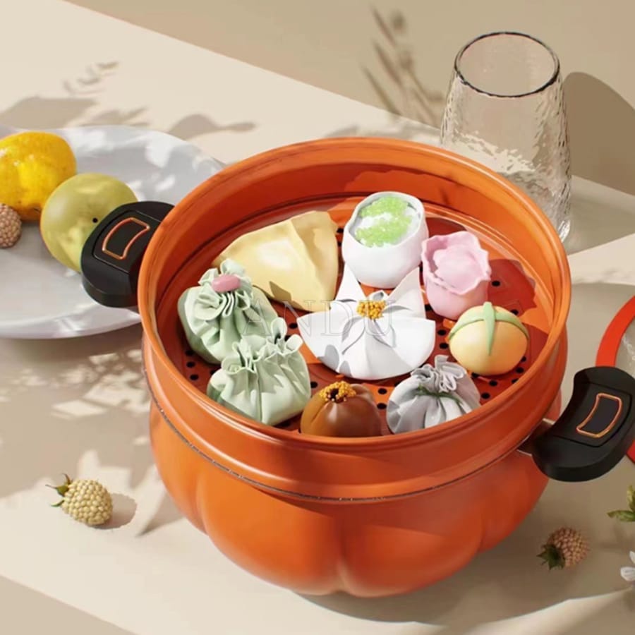 Nồi Ấp Suất Chống Dính Maifan Hình Bí Ngô 3.5L Dùng Hầm Canh, Nâu Cơm, Kho, Rán, Hấp  + Tặng Kèm Gía Hấp Tiện Dụng