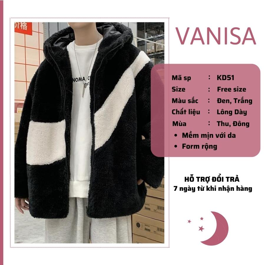 Áo khoác nữ nam lông cừu hoodie zip bigsize nỉ bông len dày dặn mịn form rộng VANISA KD15